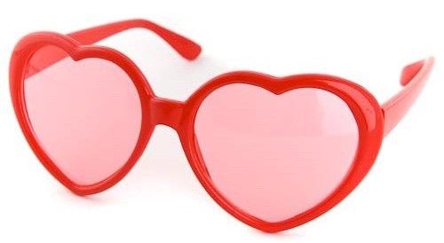 Red, heart-shaped glasses